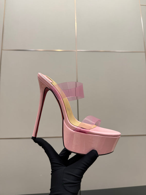 CL 2026 Just Loubi 14.5cm Mules Pink PVC Lambskin 828174