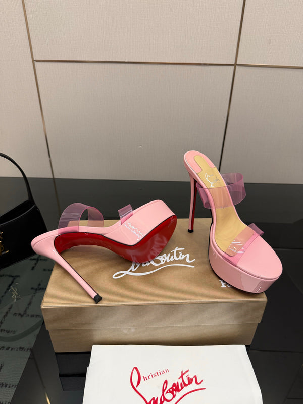 CL 2026 Just Loubi 14.5cm Mules Pink PVC Lambskin 828174