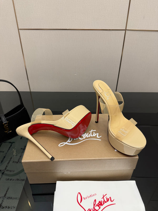 CL 2026 Just Loubi 14.5cm Mules Beige PVC Lambskin 828176