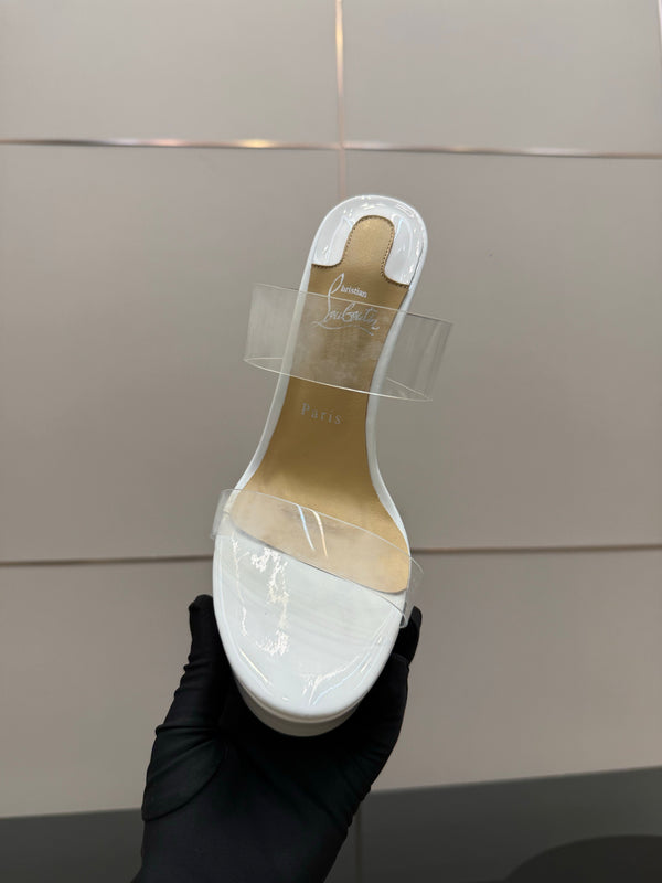 CL 2026 Just Loubi 14.5cm Mules White PVC Lambskin 828177