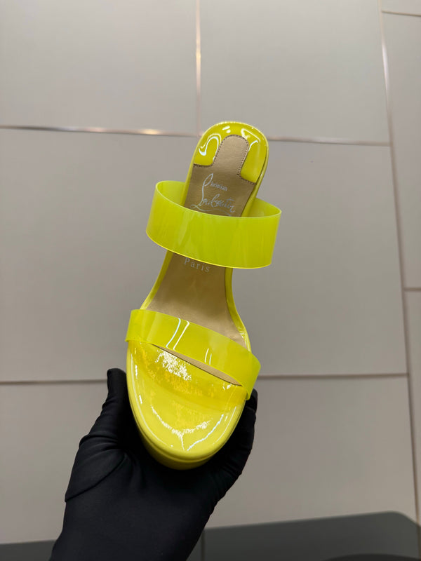 CL 2026 Just Loubi 14.5cm Mules Yellow PVC Lambskin 828178