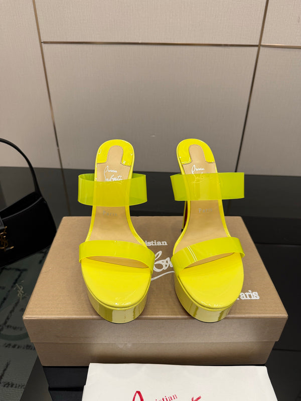 CL 2026 Just Loubi 14.5cm Mules Yellow PVC Lambskin 828178