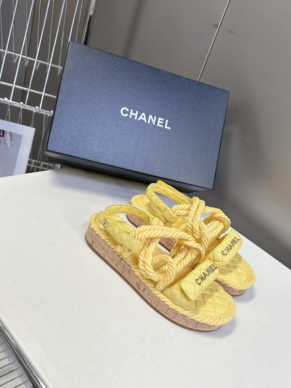 CC 2026 Sandal Yellow Rope Calfskin 675898