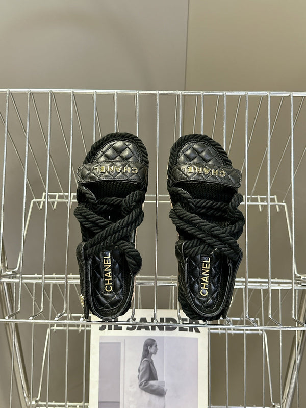 CC 2026 Sandal Black Rope Calfskin 675900