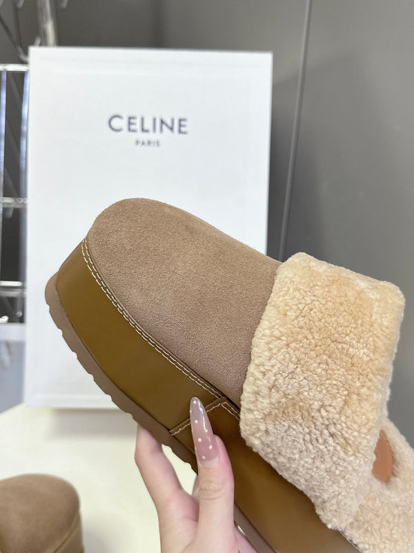 CL 26s Wedge Mules In Sand Beige Suede And Wool