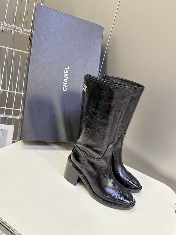 CC 26s Long Boots Black Glossy Lambskin 948049