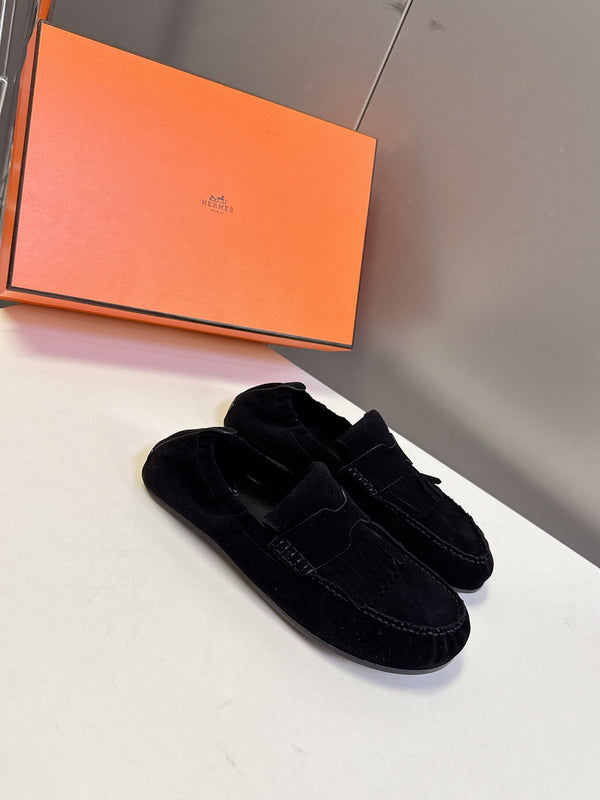 HM 26S Nod Loafers 1.5cm Black Suede 113812