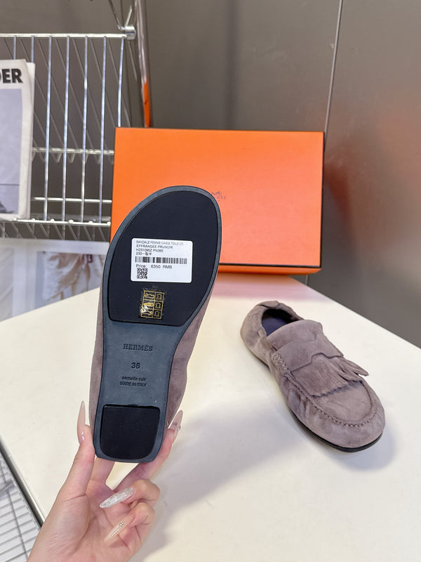 HM 26S Nod Loafers 1.5cm Dark Grey Suede 113813