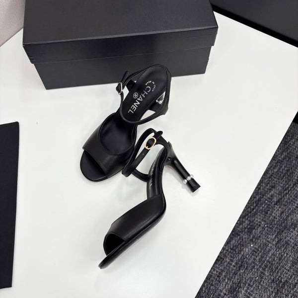 CC 25 Heel Sandals 80mm Black Lambskin 368822