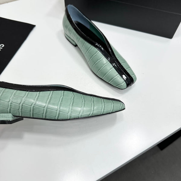 CC 26s Ballet Flats Light Green Glossy Crocodile Embossed Calfskin 743140