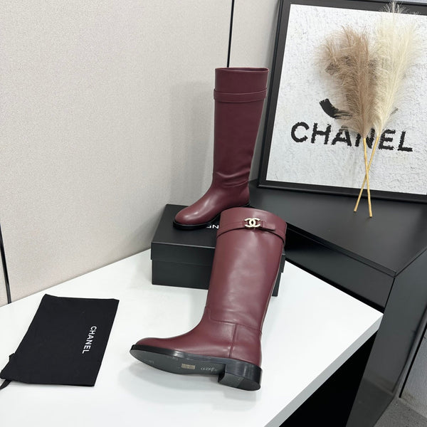 CC FW 2026 Long Flat Boot Burgundy Cowhide 925679