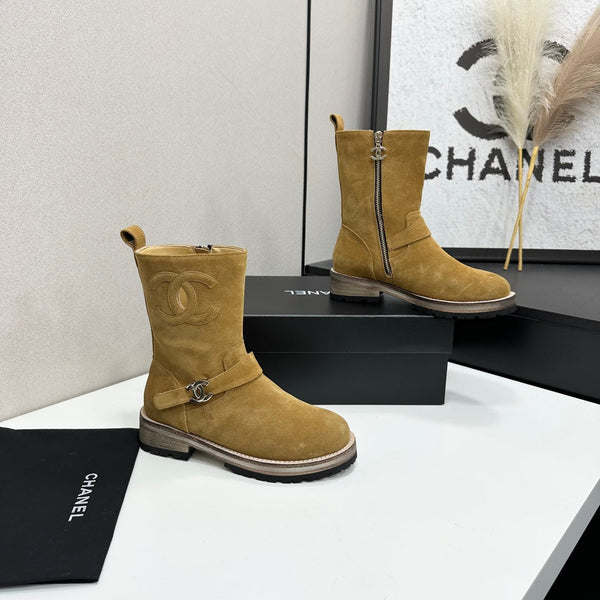 CC 26s Biker Mid-Calf Boots Brown Suede 986137