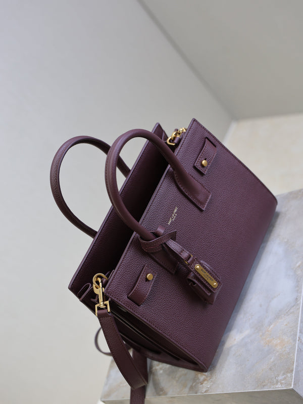 Prada Sac De Jour Nano 26cm Dark Burgundy Grain Cowhide GHW