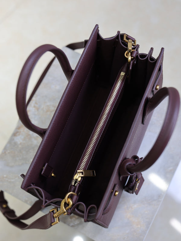 Prada Sac De Jour Nano 26cm Dark Burgundy Grain Cowhide GHW