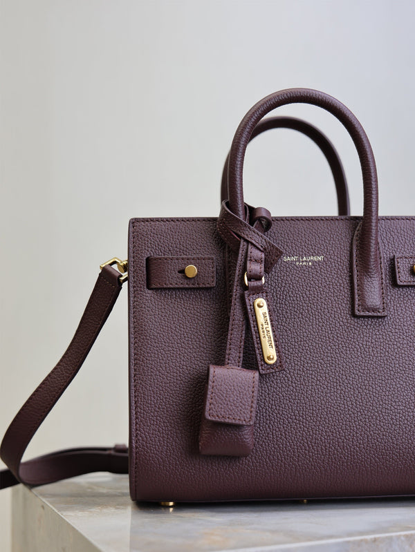Prada Sac De Jour Nano 22cm Dark Burgundy Grain Cowhide GHW