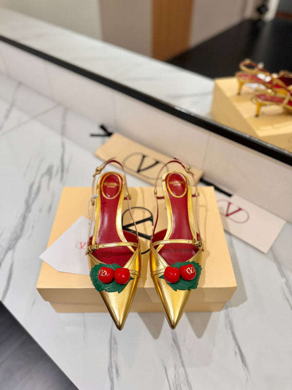 VT Cherryfic Slingback 5cm Gold Leather 666318
