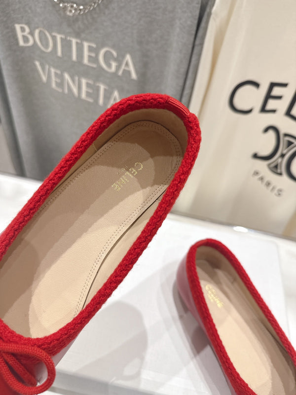 CL 26s Ballet Flats In Red Calfskin With Bow