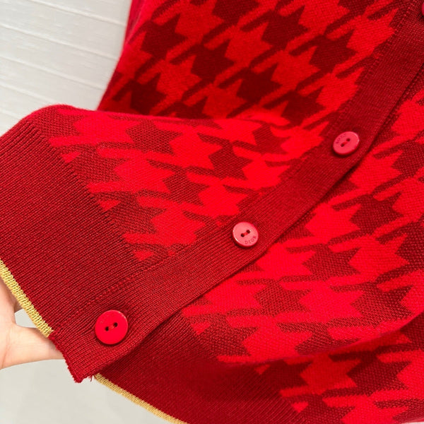 CD 25 Knitted Cardigan Red Wool Cashmere