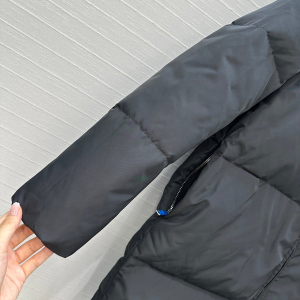 Prada 25 Long Down Jacket Black Polyester 301191