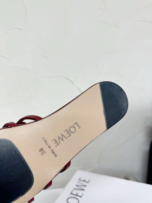 Petal Anagram Slide in Burgundy Soft Calfskin 273518
