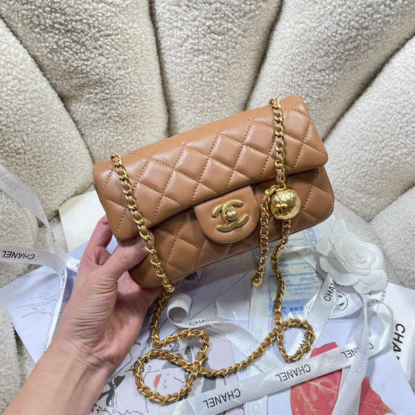 CC 26s Flap Bag 20 In Brown Lambskin