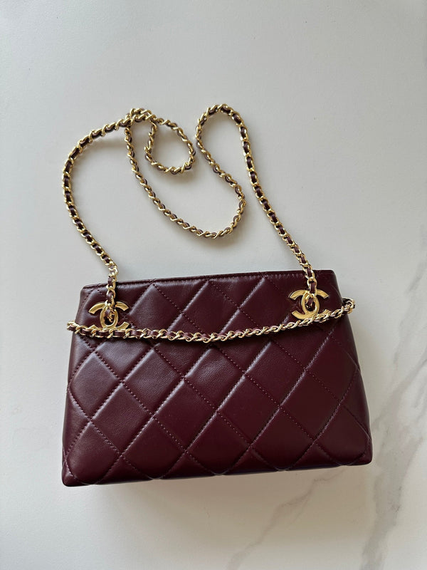 CC Mini Shopping Wine 24cm Red Quited Lambskin 292270