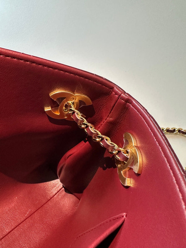 CC Mini Shopping Wine 24cm Red Quited Lambskin 292270