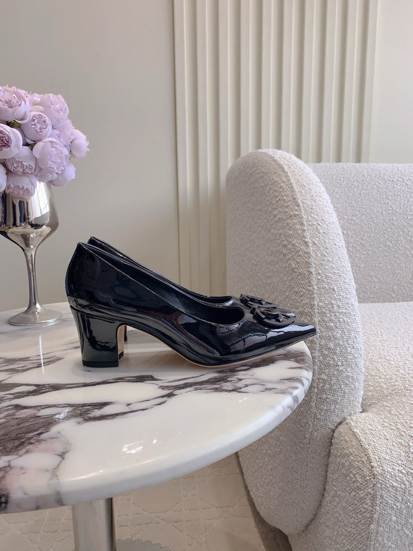 HIGH SLINGBACKS 65 MM IN BLACK PATENT CALFSKIN