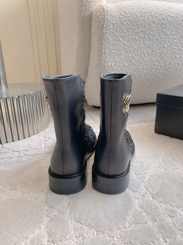 CC Ankle Boot 30mm Black Cowhide Glitter 464576