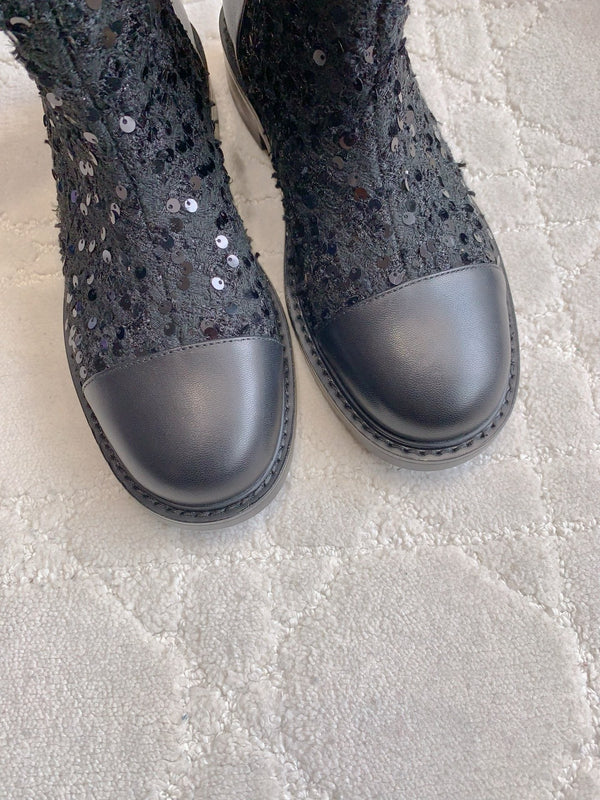 CC Ankle Boot 30mm Black Cowhide Glitter 464576