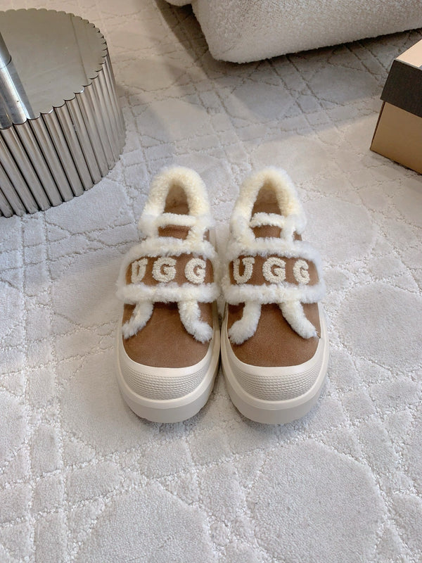 UGG Tazz Slipper Loafers Brown Mix Beige Suede and Fleece 516904