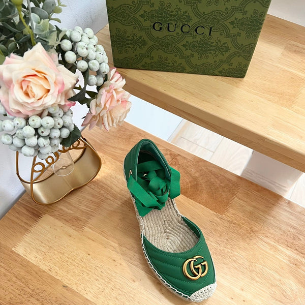 GG Crochet platform Espadrilles Jade Green