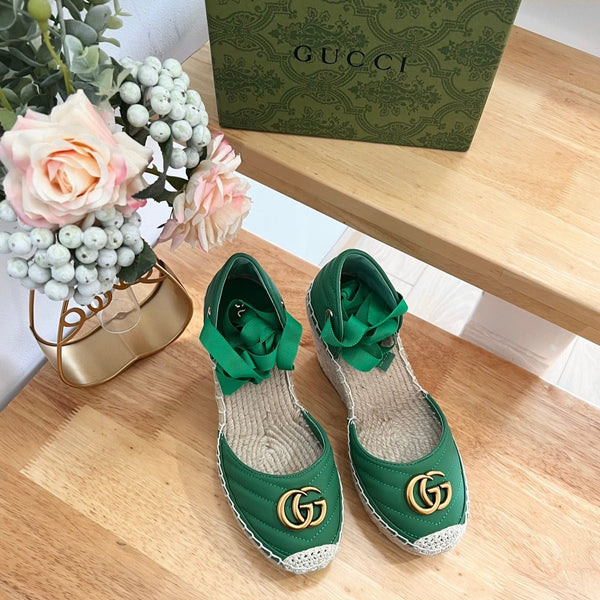 GG Crochet platform Espadrilles Jade Green