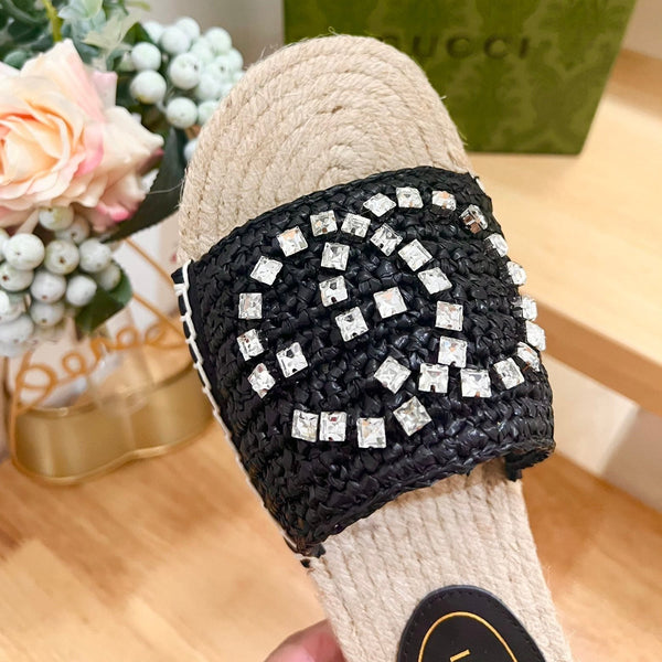 GG Casual Style Logo Sandals Black