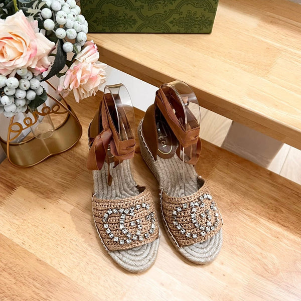 GG Women High Sandal Shoes Brown Caramel