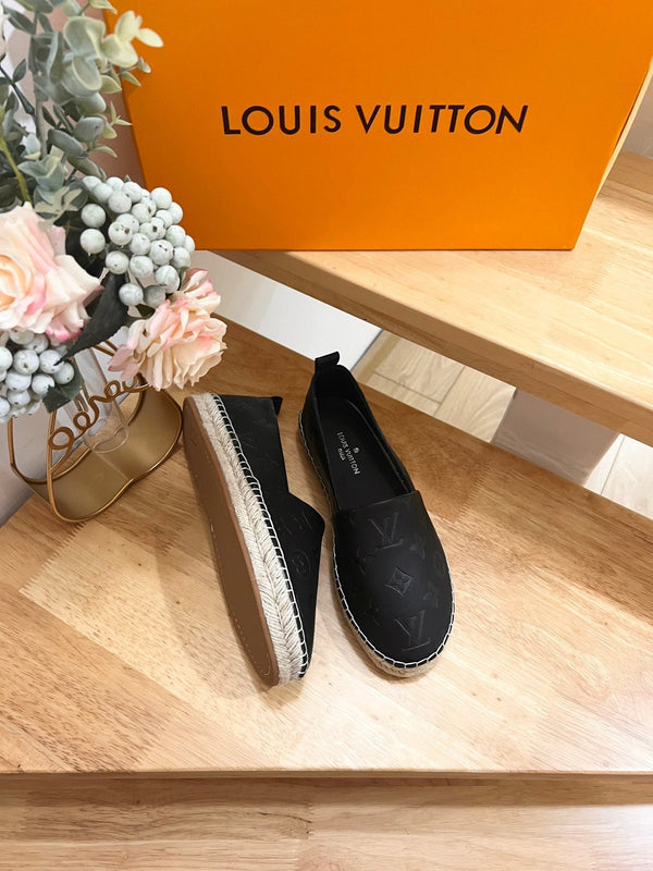 LV Embossed Espadrilles Black Sheepskin 240628