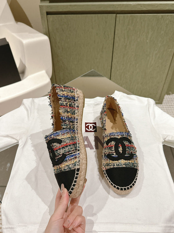 espadrilles multicolor tweed black canvas