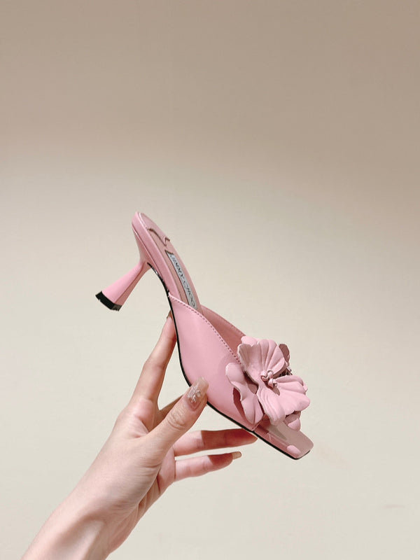 Jimmy Choo Amita Flowers Sandal 4.5cm Pink Sheepskin 659643