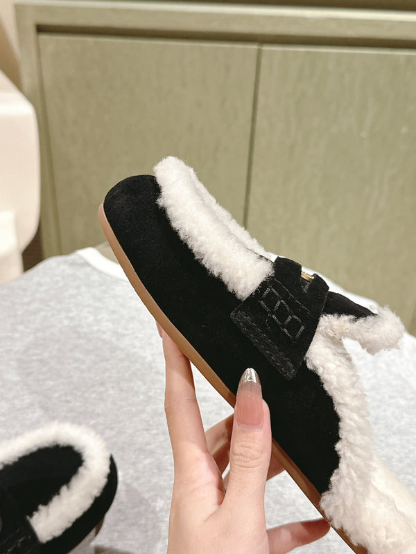 Miu Mule Half Fur Black Suede