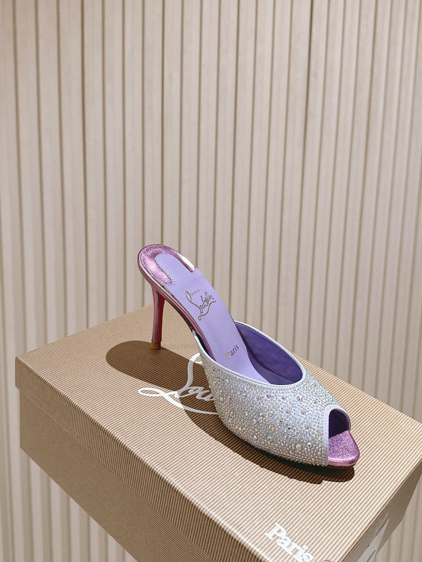 CL 25s Me Dolly Sandal Mule Heel Pump 85mm Light Purple Sheepskin 446687