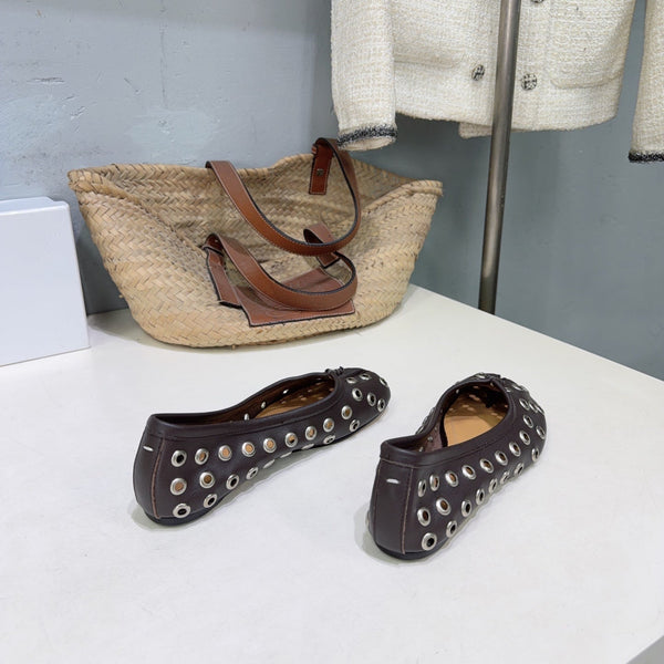 MM Bellissima Ballerina Eyelet Details Coffee Cowhide 893693