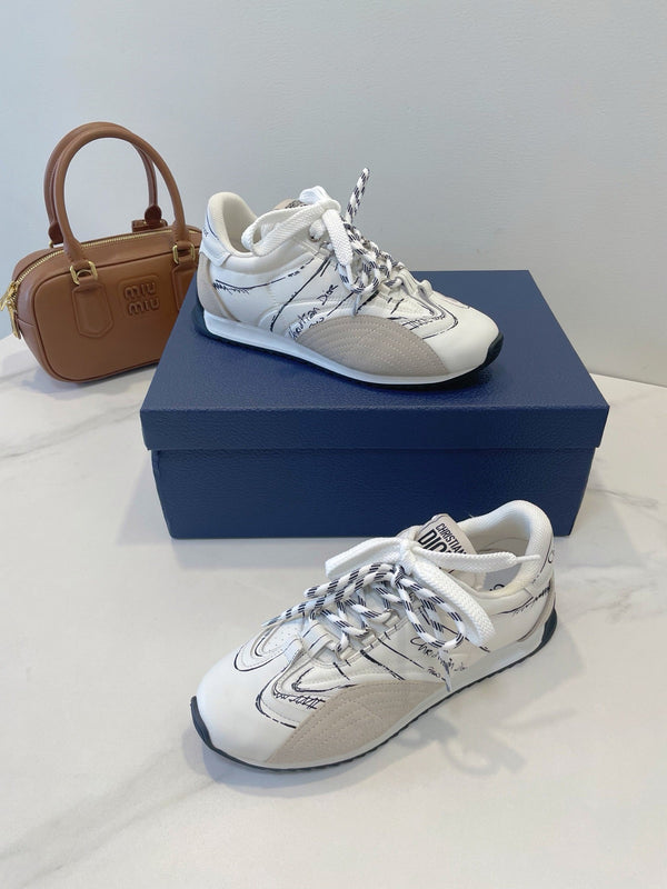 CD 26s D-Sketch Sneakers White Suede Lambskin 908096