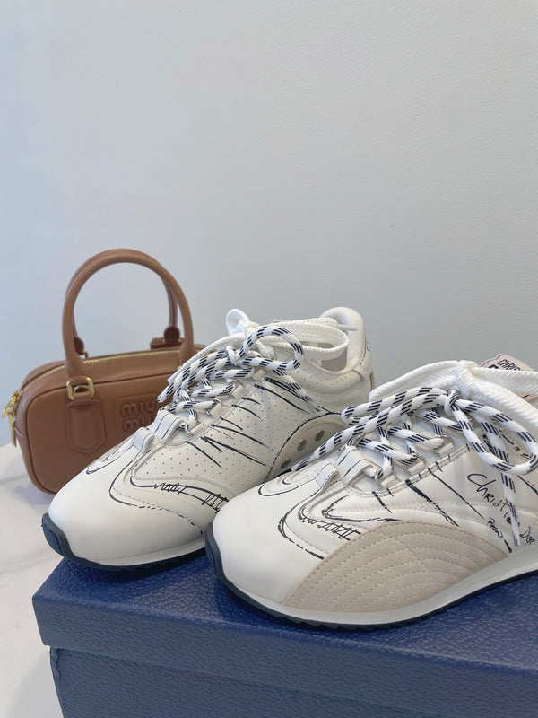 CD 26s D-Sketch Sneakers White Suede Lambskin 908096