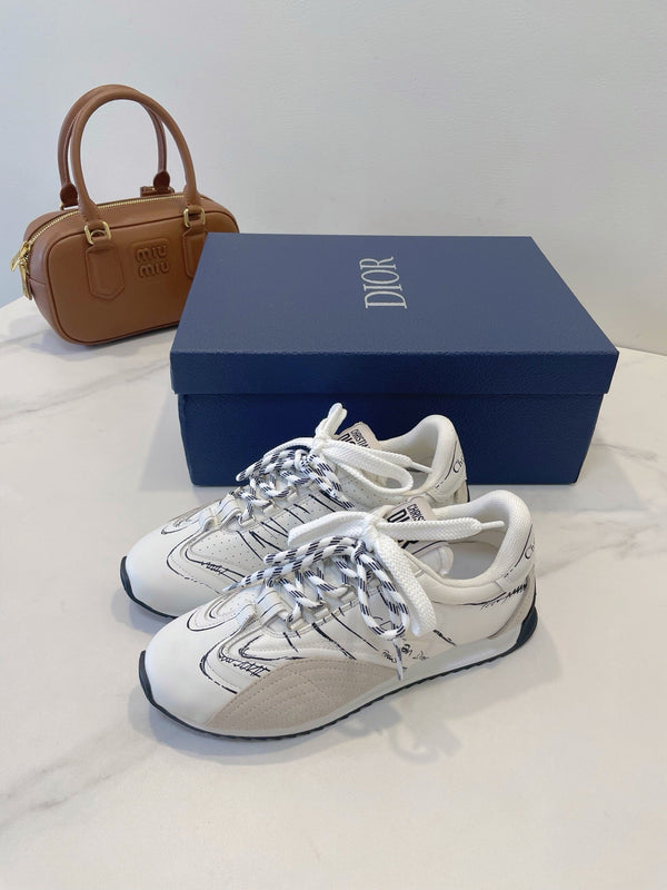 CD 26s D-Sketch Sneakers White Suede Lambskin 908096