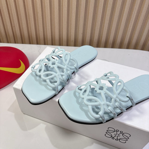 Petal Anagram Slide in Sky Blue Soft Calfskin 273743