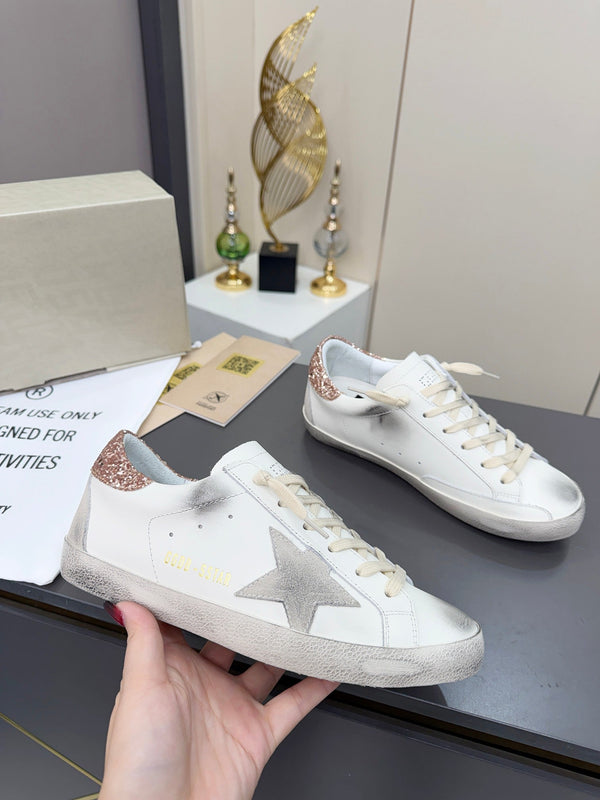 Golden Goose 26s Superstar Sneakers White Gold Pink Glitter Leather 735894