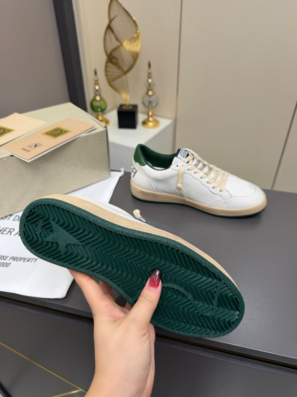 Golden Goose 26s Ball Star Sneakers White Green Leather 735898