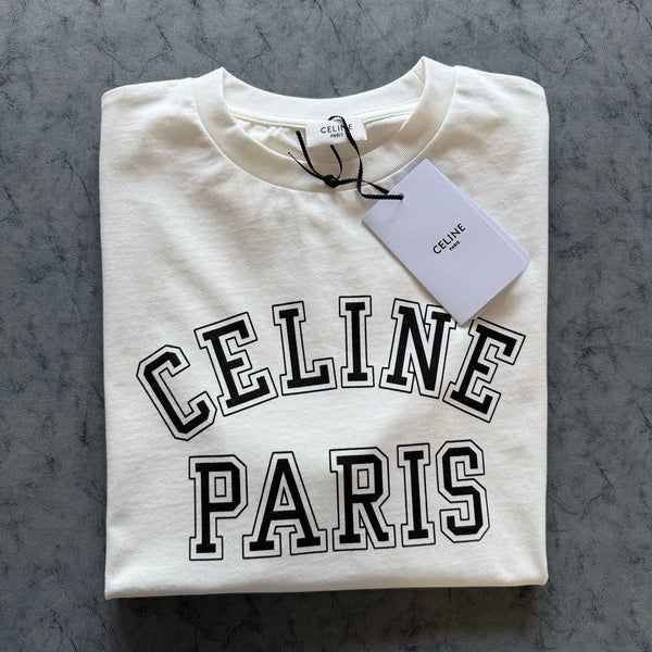 Celine SS26 Letter Print Short-Sleeve Tee Cotton 350456