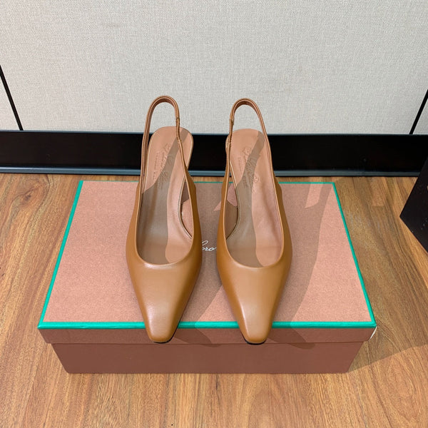 Rebecca Slingbacks 50 Saddle Brown Calfskin
