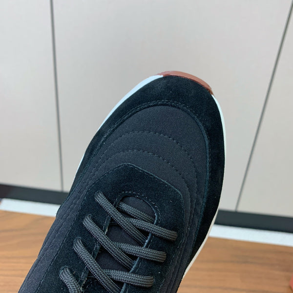 LP Week End Walk Sneaker In Black Mix Navy Blue Denim Fabric And Sudede 984391